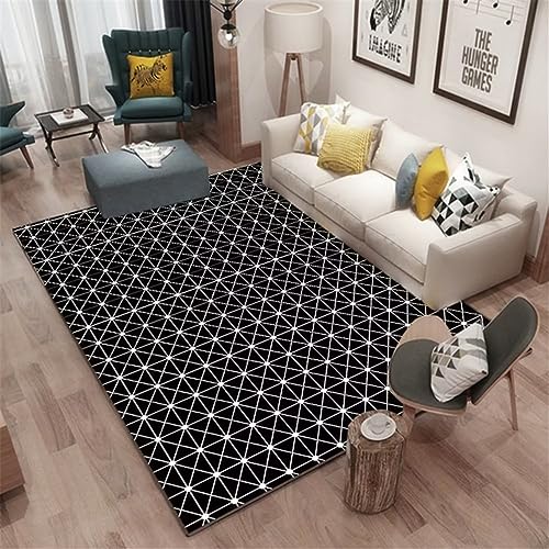 Tapis durable noir à motif triangle dense pour sublimer votre chambre à coucher - 2