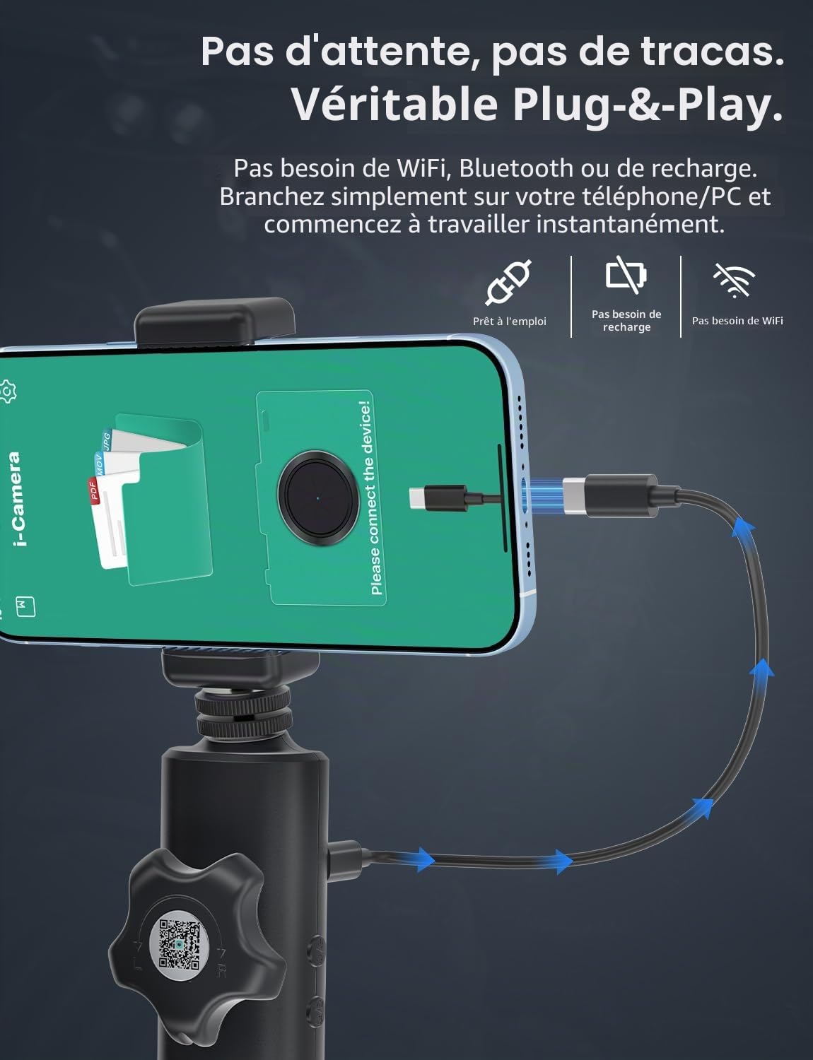 Caméra endoscopique avec lumière [Rotation à 360°] Endoscope articulé HD 1920P avec caméra Serpent Semi-Rigide IP67 pour Inspection étanche Cadeaux/Outils Endoscope Fille pour Homme pour iPhone