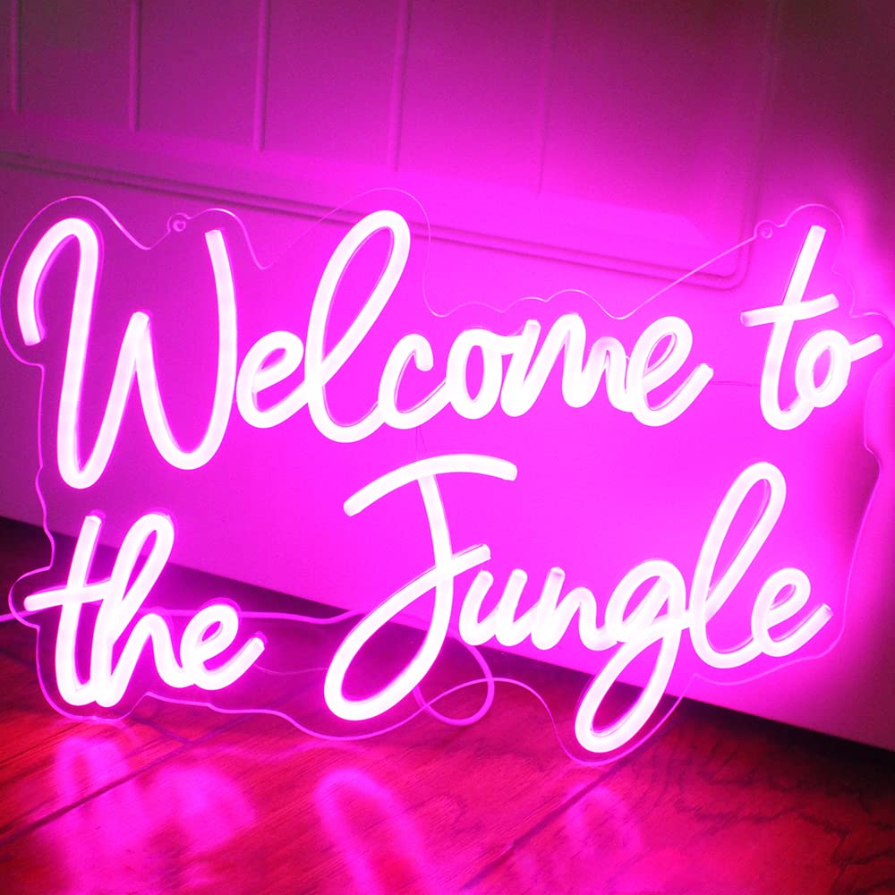 Welcome to the Jungle LED Neon Signs Pink Neon Lights for Wall Decor USB Light Up Sign For Garden Home Porch store Christmas Living Room Bar Decoration(16.5 * 11Inch) - Image 4
