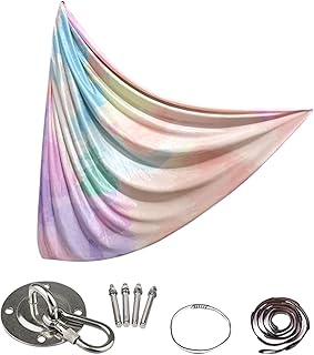 Stretch Aerial Yoga Hammock for Home, Lightweight Portable Silks for Indoor and Outdoor Fitness, Exercise Swing for Adults and Kids, Strength Flexibility Training, 110.24x59.06 Inches