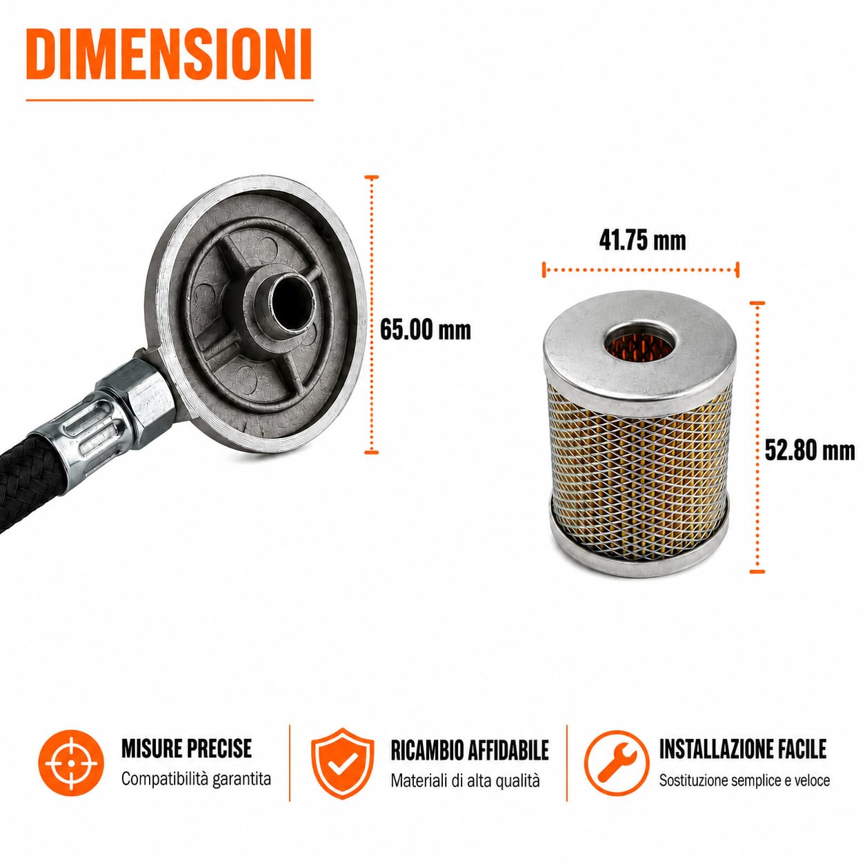 Generico Kit Serbatoio Completo + Supporto Filtro Nafta + Tasselli Serbatoio + Tubo Collegamento compatibile per motori Lombardini Diesel 6LD360 6LD400 6LD435 LDA520 per motozappa e motocoltivatore