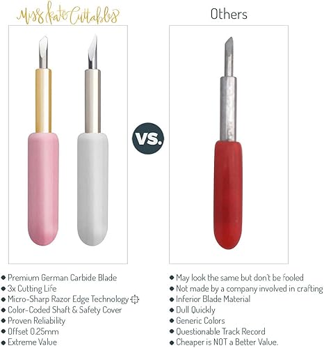 Miniatura 2 de Miss Kate Cuttables - Cuchillas de carburo para máquinas de corte de vinilo Cricut Explore Air 2, paquete de 6, 3 estándar de 45 y 3 de corte