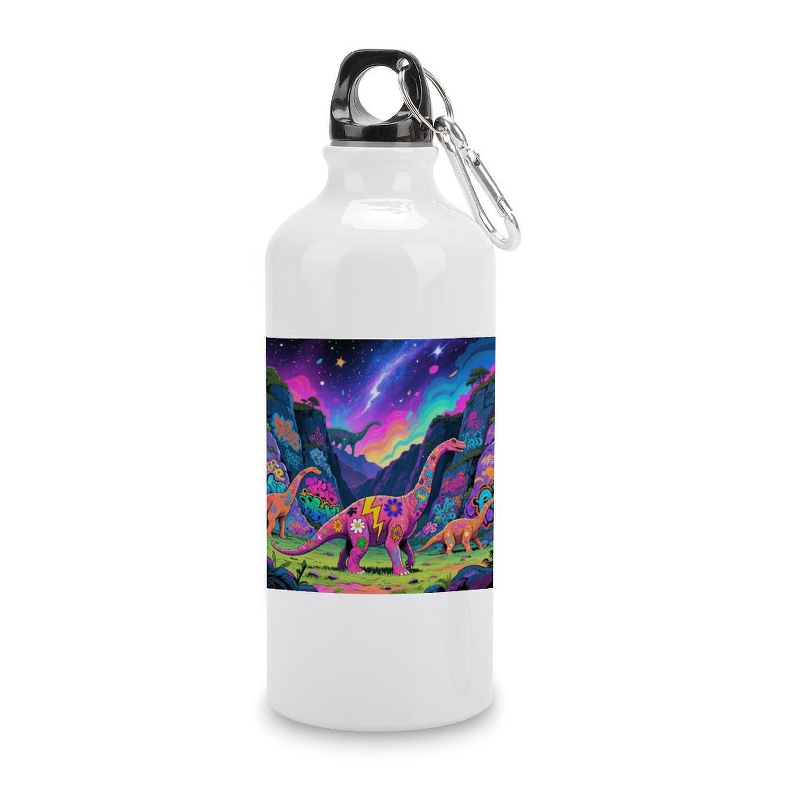 Fekiloot Style Graffiti Dinosaur Aluminum Water Bottle Travel Tumbler Reusable Lightweight Outdoor Sports Water Bottles For Gym Sports Camping Hiking Fishing600ml