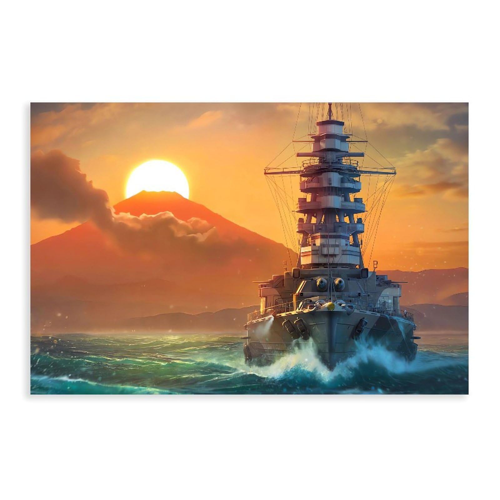 Qnvjqkdsi Unframe Japanese Battleship Art Canvas Poster Wall Art Decor Print Picture Paintings For Living Room Bedroom Decoration 24" L X 36" W