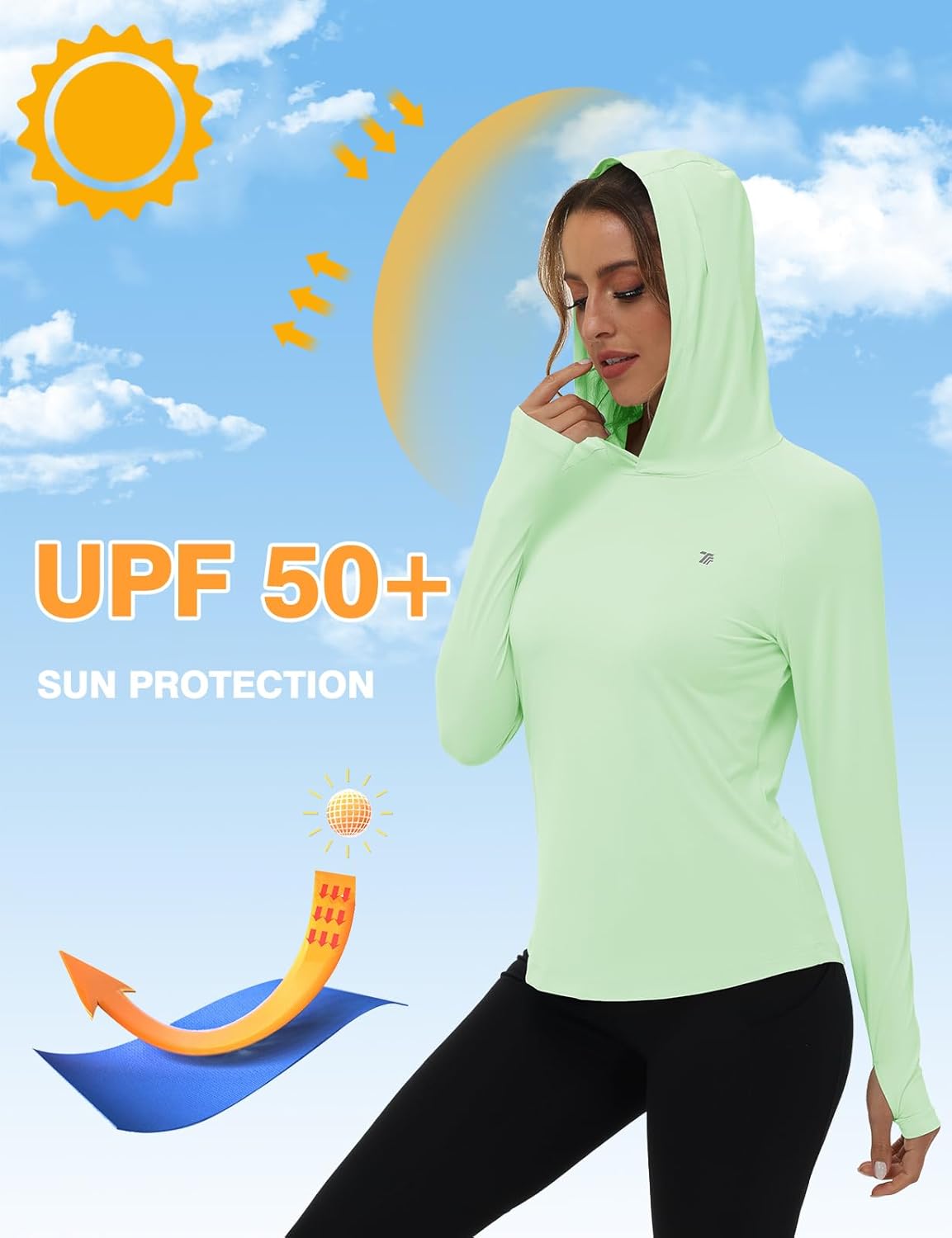 Rdruko Women's Sun Protection UPF 50+ Long Sleeve Hiking Athletic Shirt Lightweight Quick Dry Hoodie for Outdoor - Image 4