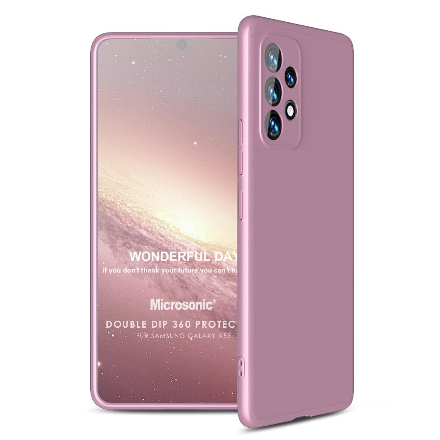 Microsonic Samsung Galaxy A53 5G için Kılıf Double Dip 360 Protective Rose Gold [Galaxy A53 5G ile Uyumlu Kılıf - Rose Gold]