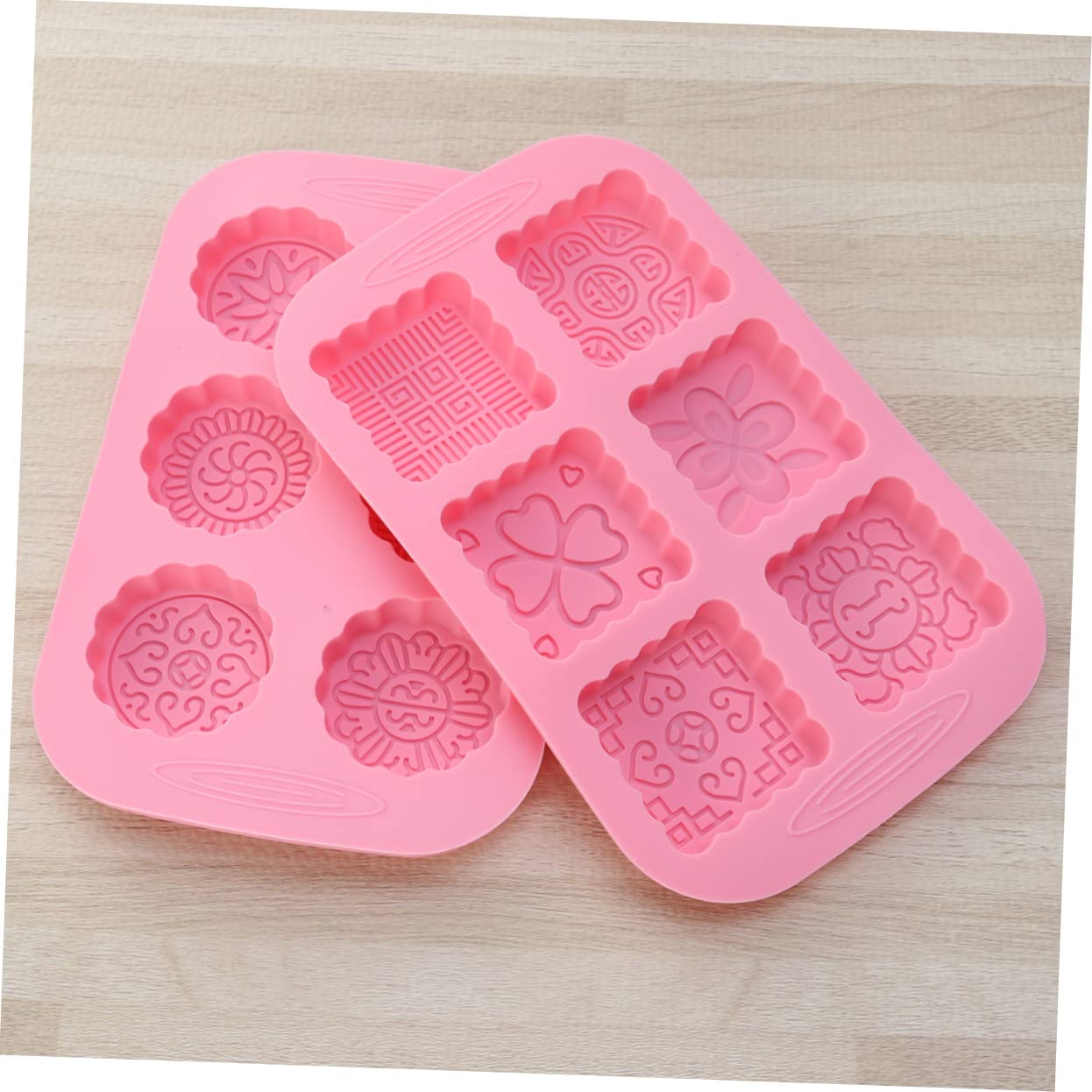 LABRIMP 4 Stück Keksformen Kreis-ausstecher Kreisplätzchen Plätzchenausstecher in Blütenform Mondkuchenformer Ausstechformen Rosa