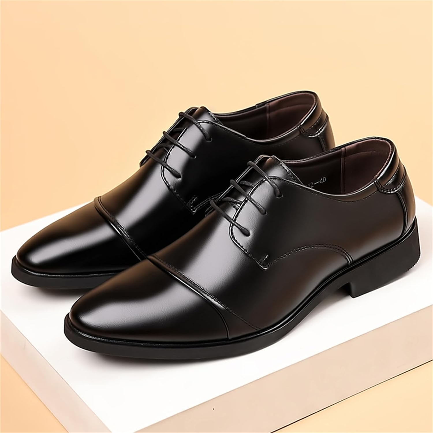 Men's Vintage Cap Toe Dress Shoes Classic Formal Oxford Soft Leather Shoes Business Derby for Men