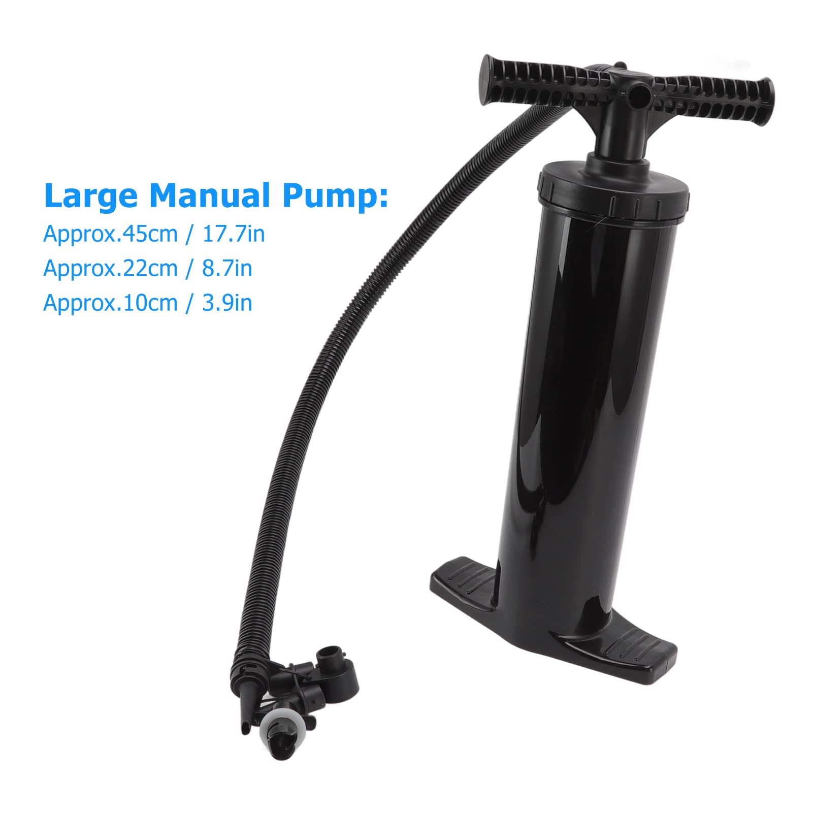 Ejoyous Pompa Ad Aria Tirata a Mano Pompa Gonfiabile Manuale ABS Flusso d'Aria a Doppia Azione con Tubo a Fisarmonica 3 Raccordi per Valvole per Materassi Ad Aria Zattere per Piscine Gommoni