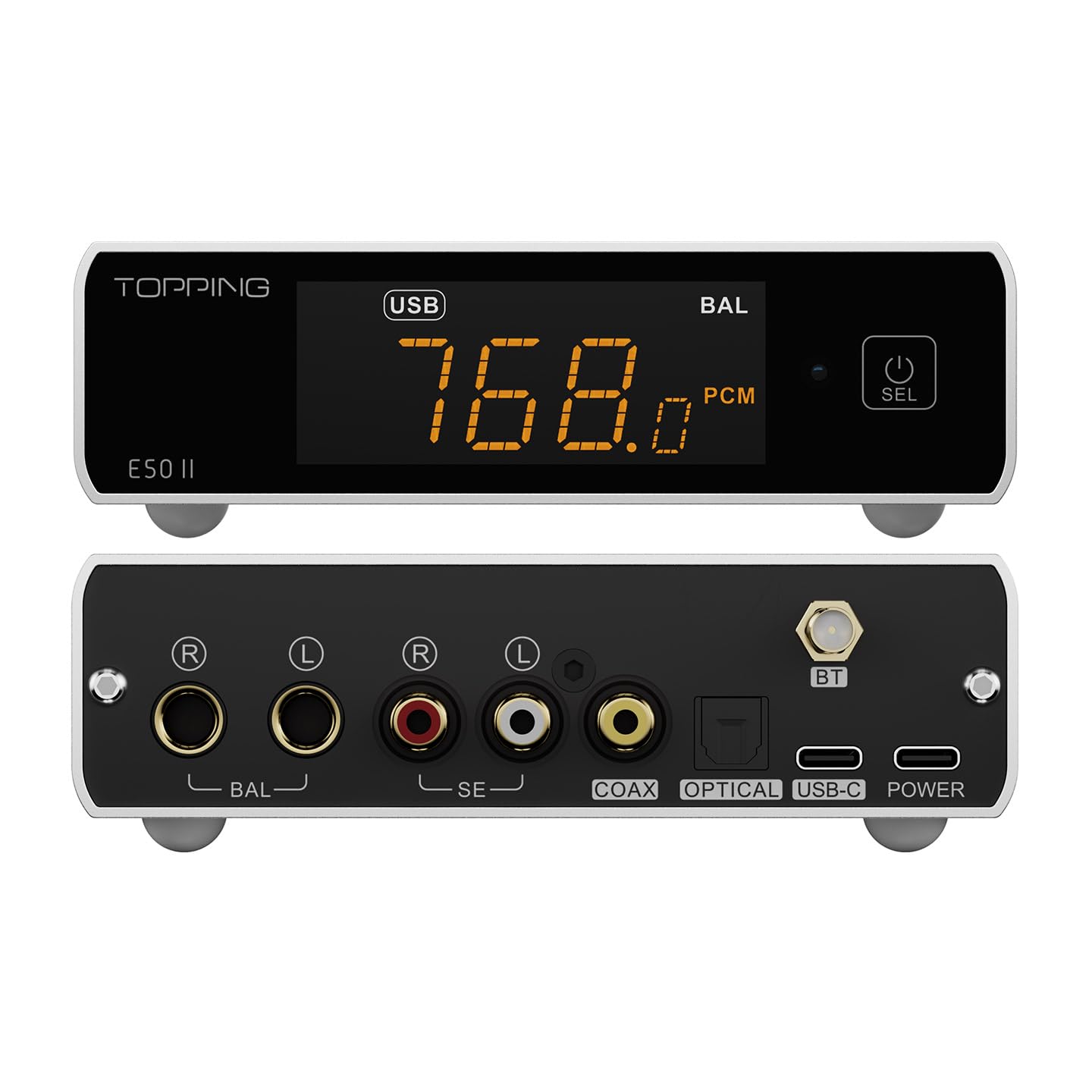 Topping E50 II DAC AK4497S DSD512 PCM768kHz BT supportato decodificatore USB con telecomando (argento)