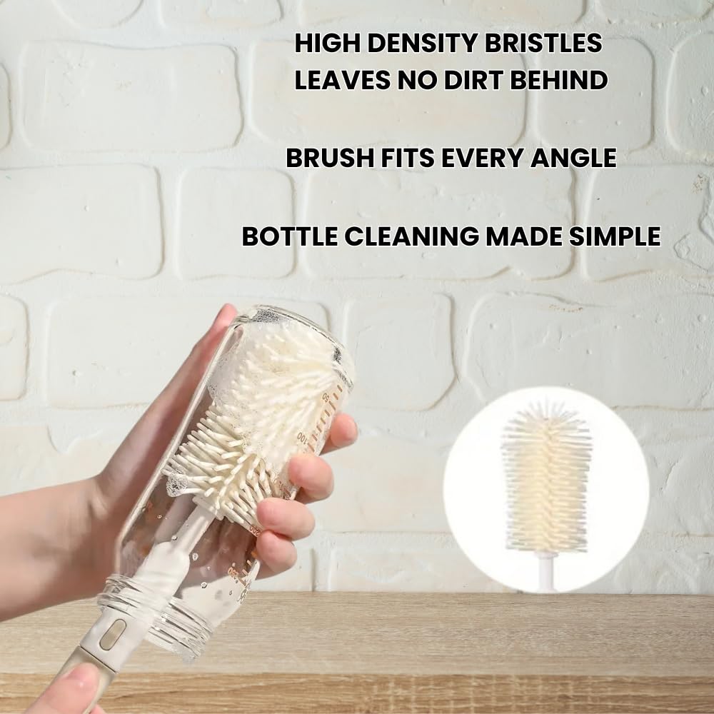 RJP 3-in-Baby Bottle Brush Set: Silicone Bottle Cleaner, Straw Cleaner Brush - Image 3