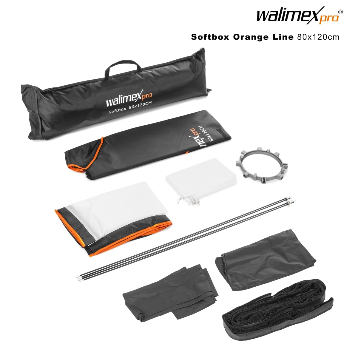 Walimex Pro Octagone Softbox Plus Boîte à lumière pour Flash Studio 80 x 120 cm Orange Line
