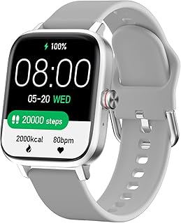 Smart Watch, Luoba 1.69'' Touch Answer/Make Call Men Smartwatch Women Activity Fitness Tracker with Heart Rate Sleep Monitor Calorie Step Counter Sport Running Fitness Watch for Android iOS, Silver