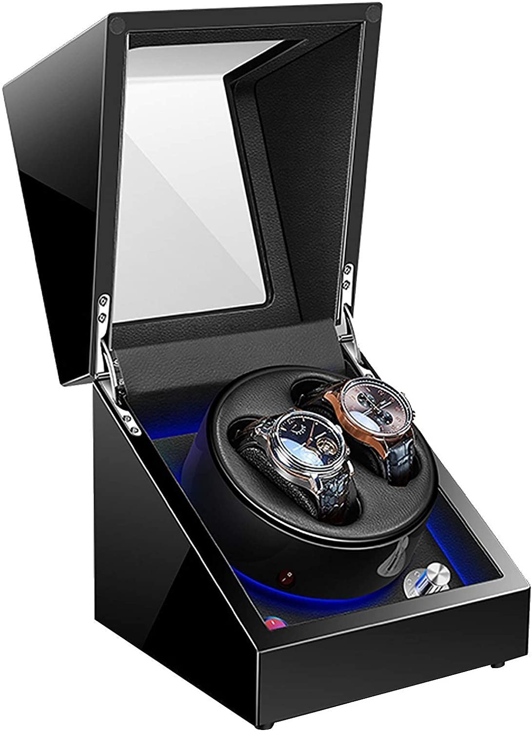 CGCSYZ Automatic Double Watch Winder Storage Display Box With Quiet Motors LED Backlight 5 Rotation Modes
