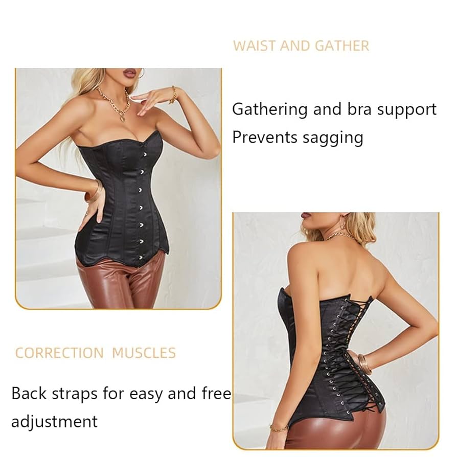 Amazon.co.jp: 女性用コルセットトップス サテンプラスサイズ