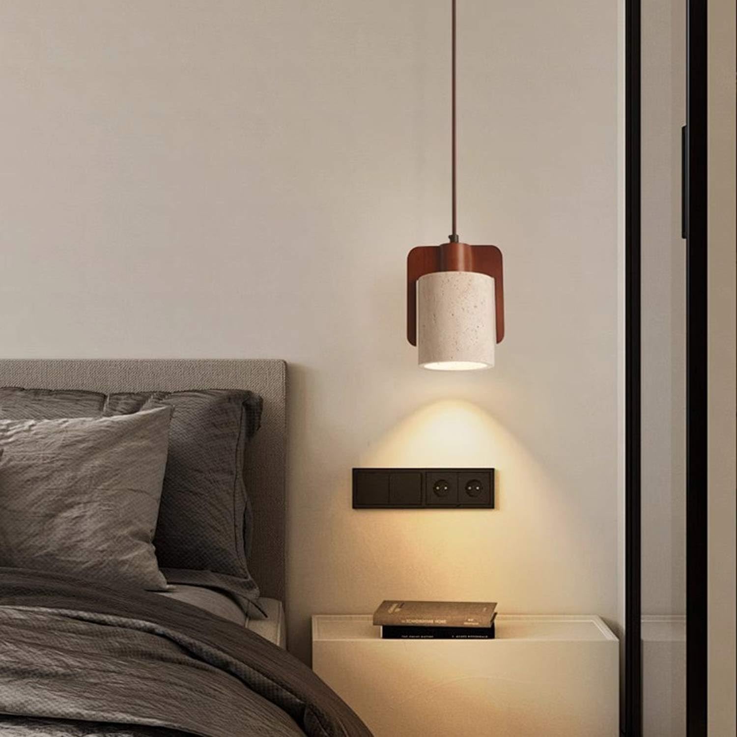 Generico Lampada A Sospensione In Travertino Wabi Mini A In Legno Vintage Nordico Per Sala Da Pranzo Comodino Isola Cucina