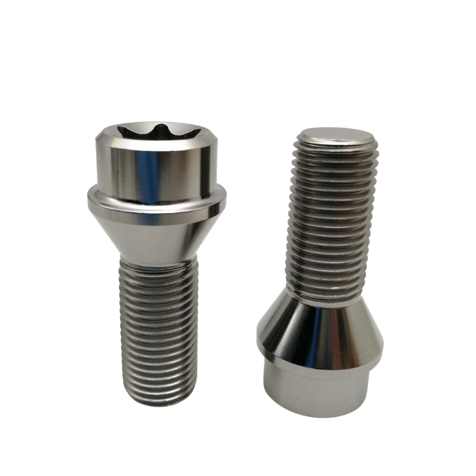 RISON-Titanium Radschrauben M12 x 1,5 x 28 Titan Torx Kopf Lug Bolts 28mm Schaft 20 Stück 6AL4V Luftfahrtqualität Kegelsitz Natur M12 x 1,5 x 28mm Lug Bolts