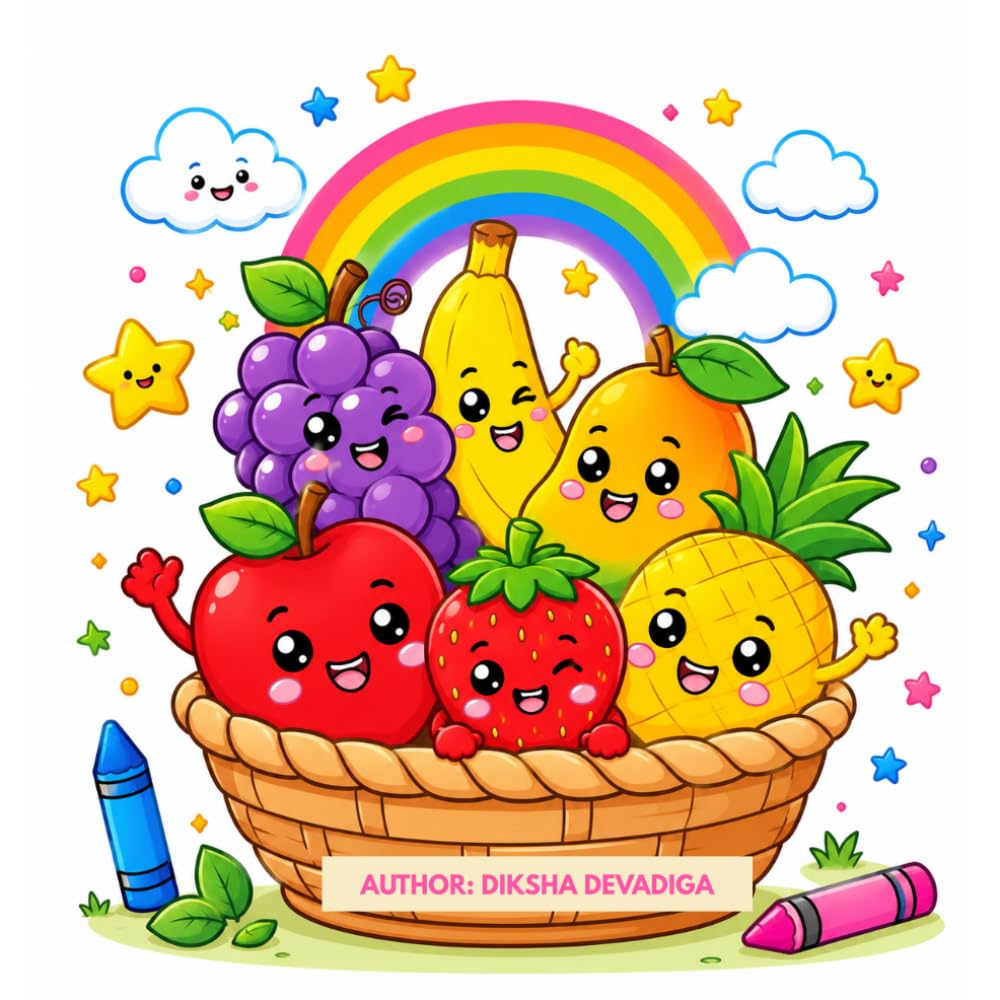 Happy Fruits Coloring Book: Fun and Easy Coloring Pages for Toddlers and Kids Ages 3-6