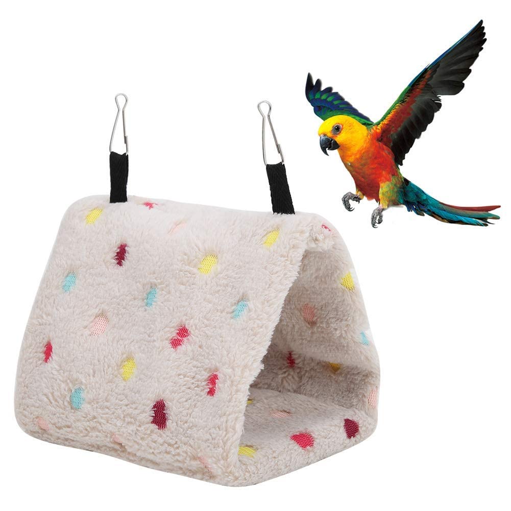 Pssopp Winter Warm Plush Bird Nest Hammock Hamster Hanging Bed Cave Cage for Parrot Budgie Parakeet Cockatiel Conure Sugar Glider(S)