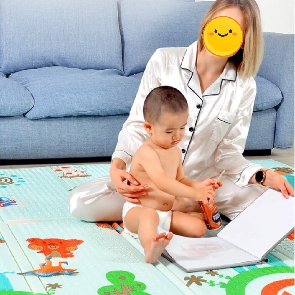 Amazon.co.jp: プレイマット 折りたたみ 両面パターン 厚手 滑り止め