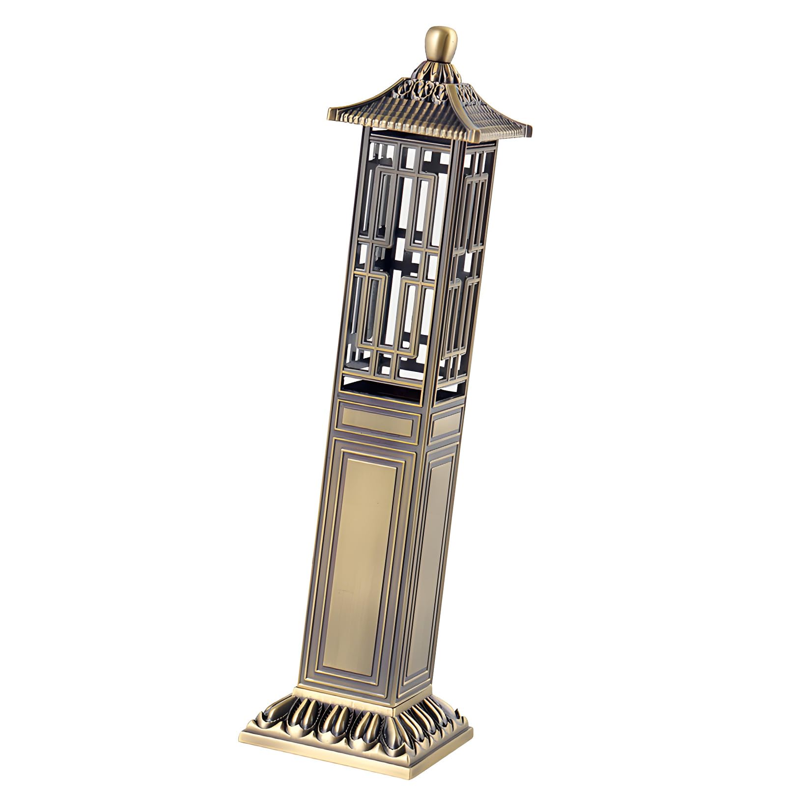 Antique Copper Alloy Vertical Incenses Burners with Chinese Pavilion Design for Relaxation and Aromatherapies Diffuser Bronze Metal Vertical Incenses Burners