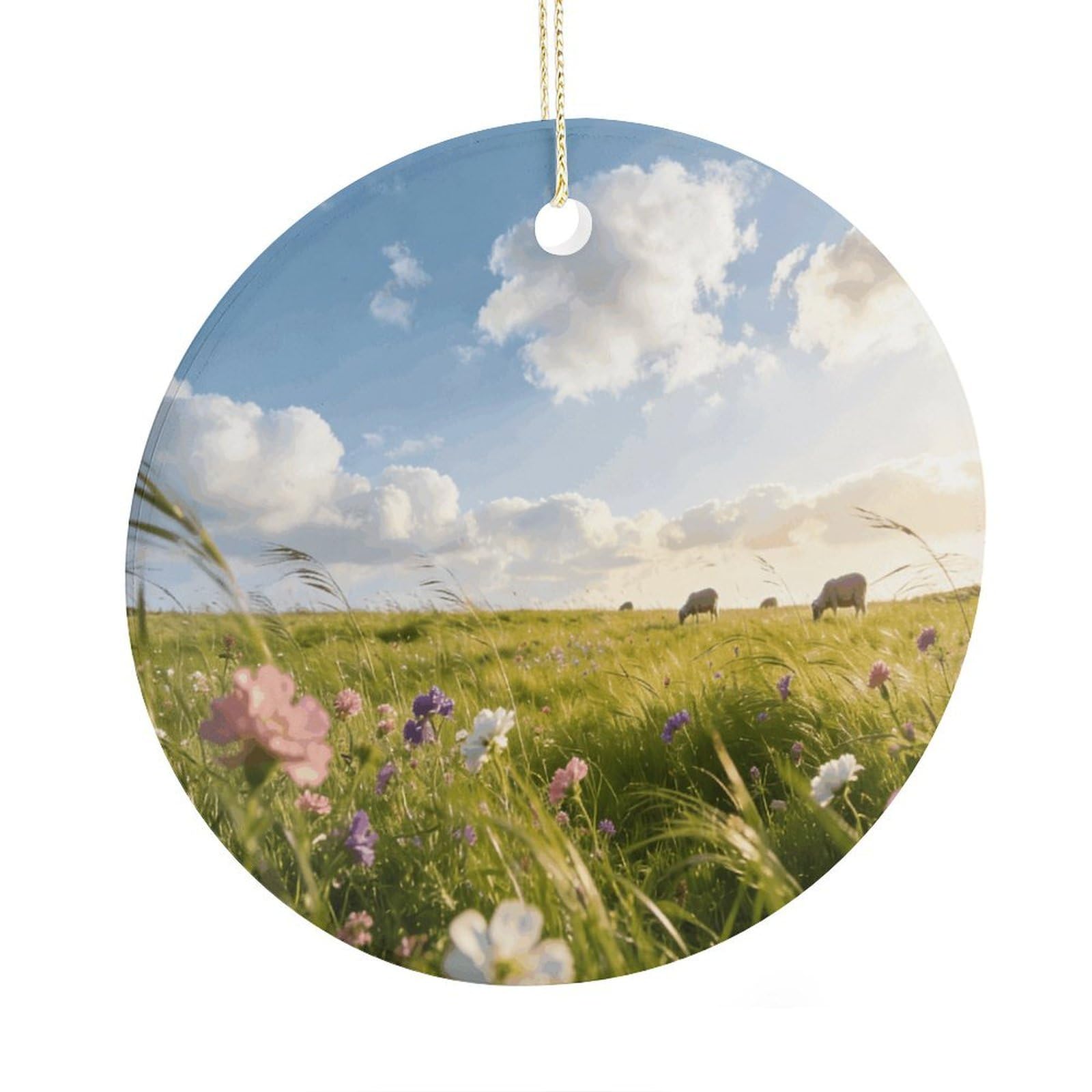 Fodpand Women's Style Meadow Ceramic Christmas Ornament,Wall Hanging Decor Windows Hanging Decor Best Friend Birthday Gifts, Friendship Gifts Car Hanging Ornament Gift For Girls, Teachers 2.9 In
