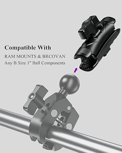 Miniatura 3 de BRCOVAN Brazo de doble zócalo de alta resistencia compuesto de brazo mediano compatible con soportes RAM tamaño B componentes de bola de 1 pulgada y