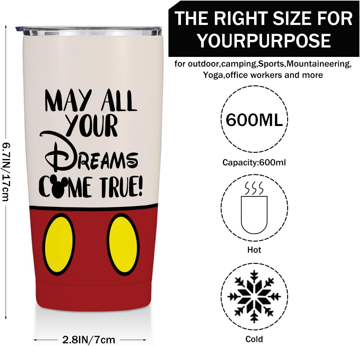 Magic Cartoon Mouse Inspired Straight Skinny 20 oz Tumbler Mouse Themed Gifts for Women Girls Friend Bestie Daughter Water Bottle Coffee Mug Insulated Tumblers Thermal Cup for Vacation Trip - Image 2