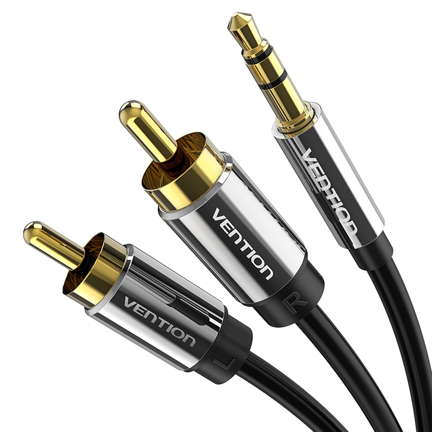 VENTION RCA Audio Cable 3.5mm to 2RCA Y Splitter Stereo Audio Cable 2 RCA Phono Male to 3.5mm Compatible with DJ Controller Speaker TV Car Stereo Hi-Fi Amplifer Smartphones MP3 Tablets (3M)