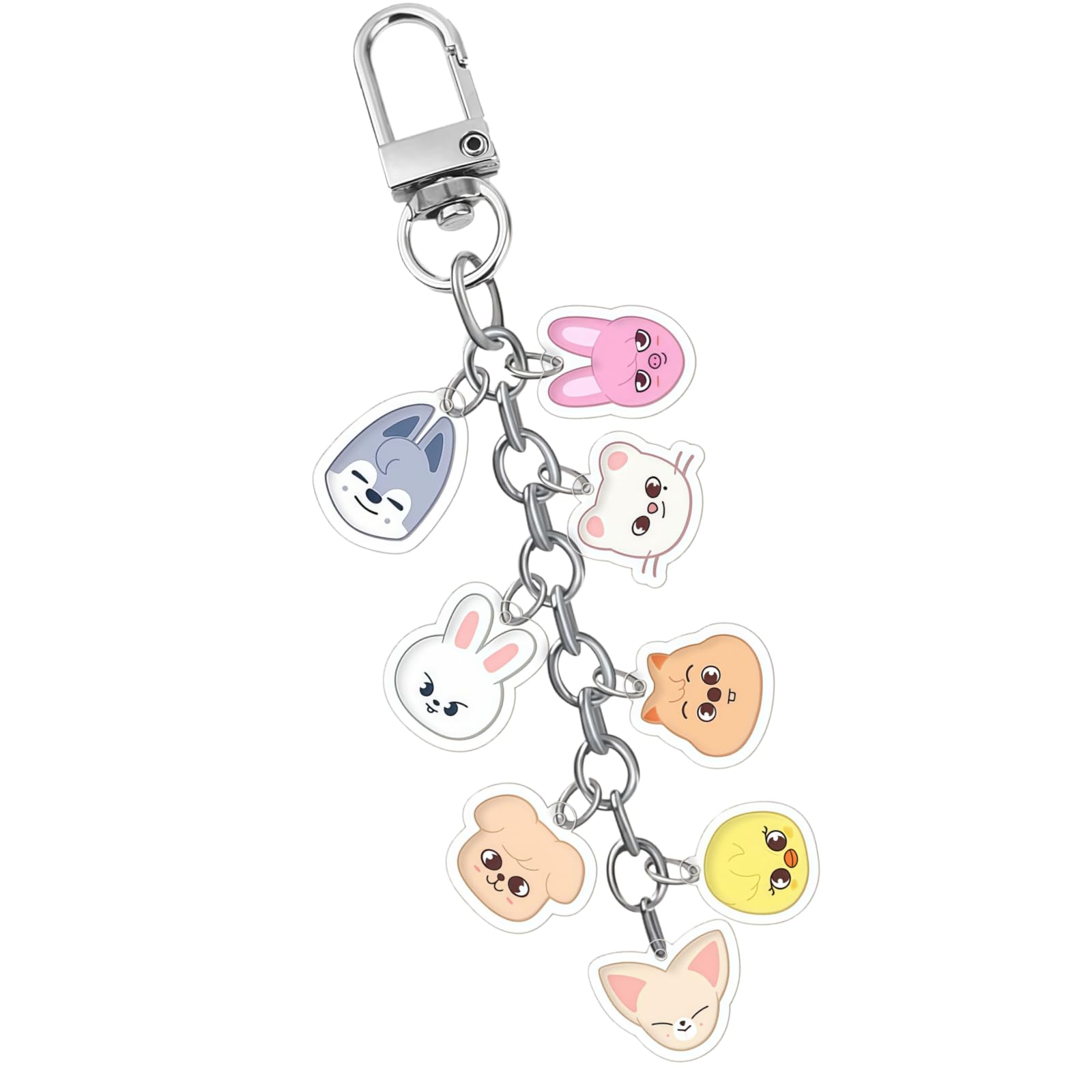 CMBXAQ Stray Kids Cute Keychain, SKZOO Cartoon Animal Keyring,Double-Sided Acrylic Pendant, Anime Keychain for Fans Merch Party Supplies, for Backpack and Bag Accessories for Fans Collection