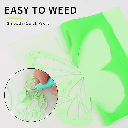 Miniatura 5 de Paquete de vinilo de transferencia de calor HTV verde neón paquete de 13 vinilos para planchar de 12 x 10 pulgadas para camisetas, vinilo de