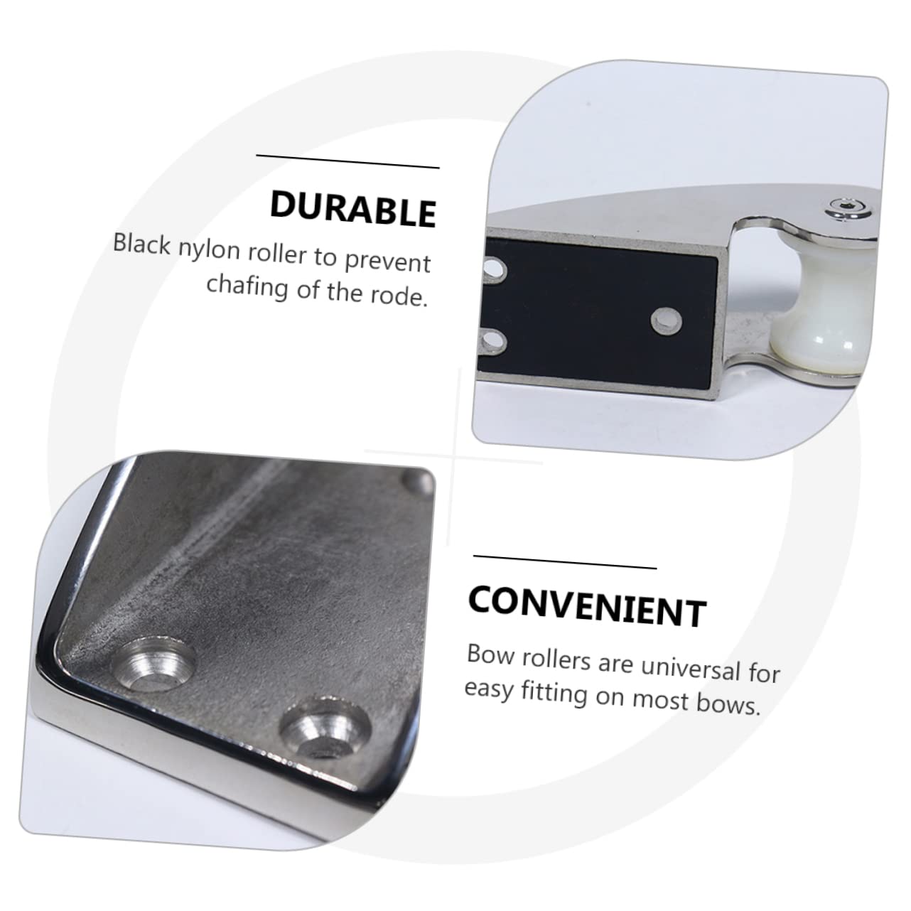 BESPORTBLE Guide-chaîne D'ancre De Proue en Acier Inoxydable 316, Rouleau en Nylon Dur, Support D'ancre 50x165 Mm, Accessoires D'amarrage Marin pour Bateaux Et Yachts