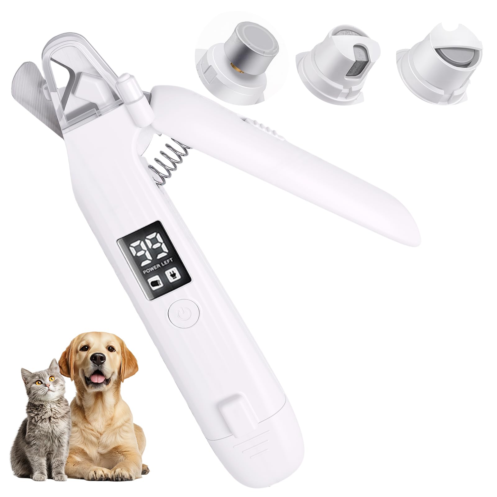 2-in-1 Dog Nail Trimmers & Dog Nail Grinder with 2 LED Lights, Low-noise Operation, USB Rechargeable, Splash Protection Device, Multiple Grinding Methods, Perfect for Large, Medium, and Small Pets