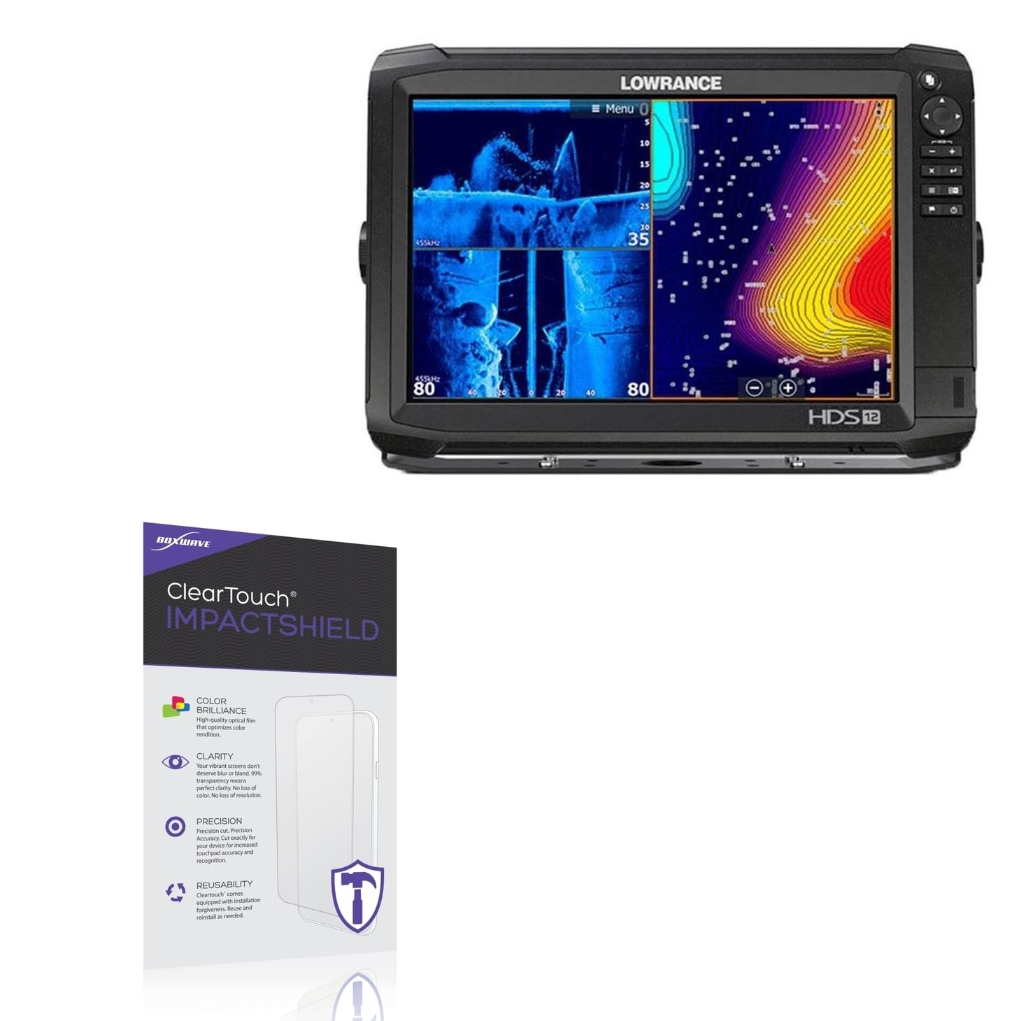 BoxWave Screen Protector Compatible with Lowrance HDS Carbon 12 - ClearTouch ImpactShield (2-Pack), Impenetrable Screen Protector Flexible Film