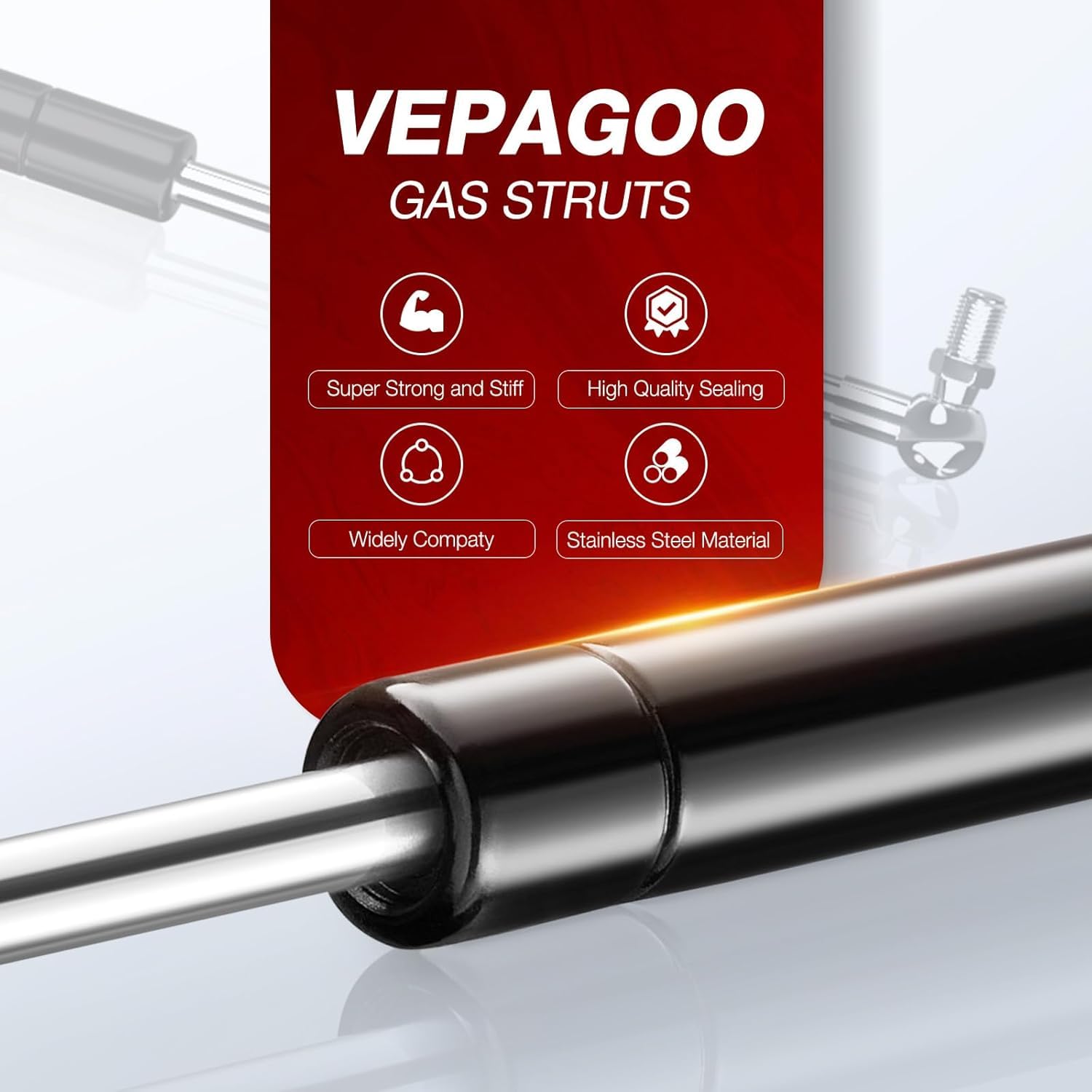 Vepagoo 500MM 890N/200lb Gas Struts Universal adjustable 20inch Lift Support Springs with Mounting Kit for Ottoman Bed, Heavy lid, Floor Hatch Door (fit 72kg-99kg lid), 2PCS — view 5
