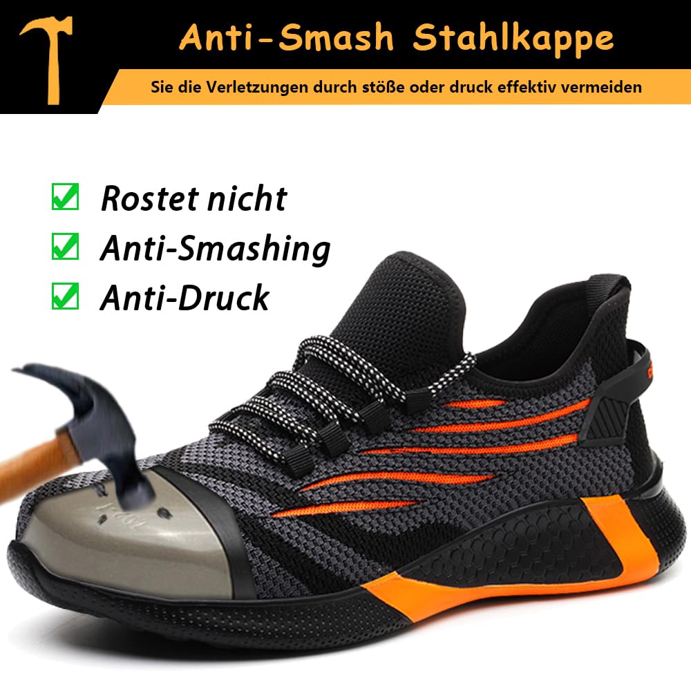 Scarpe Antinfortunistiche Uomo Punta in Acciaio Scarpe da Lavoro Leggero Traspiranti Antiscivolo Scarpe da Cantiere Donna