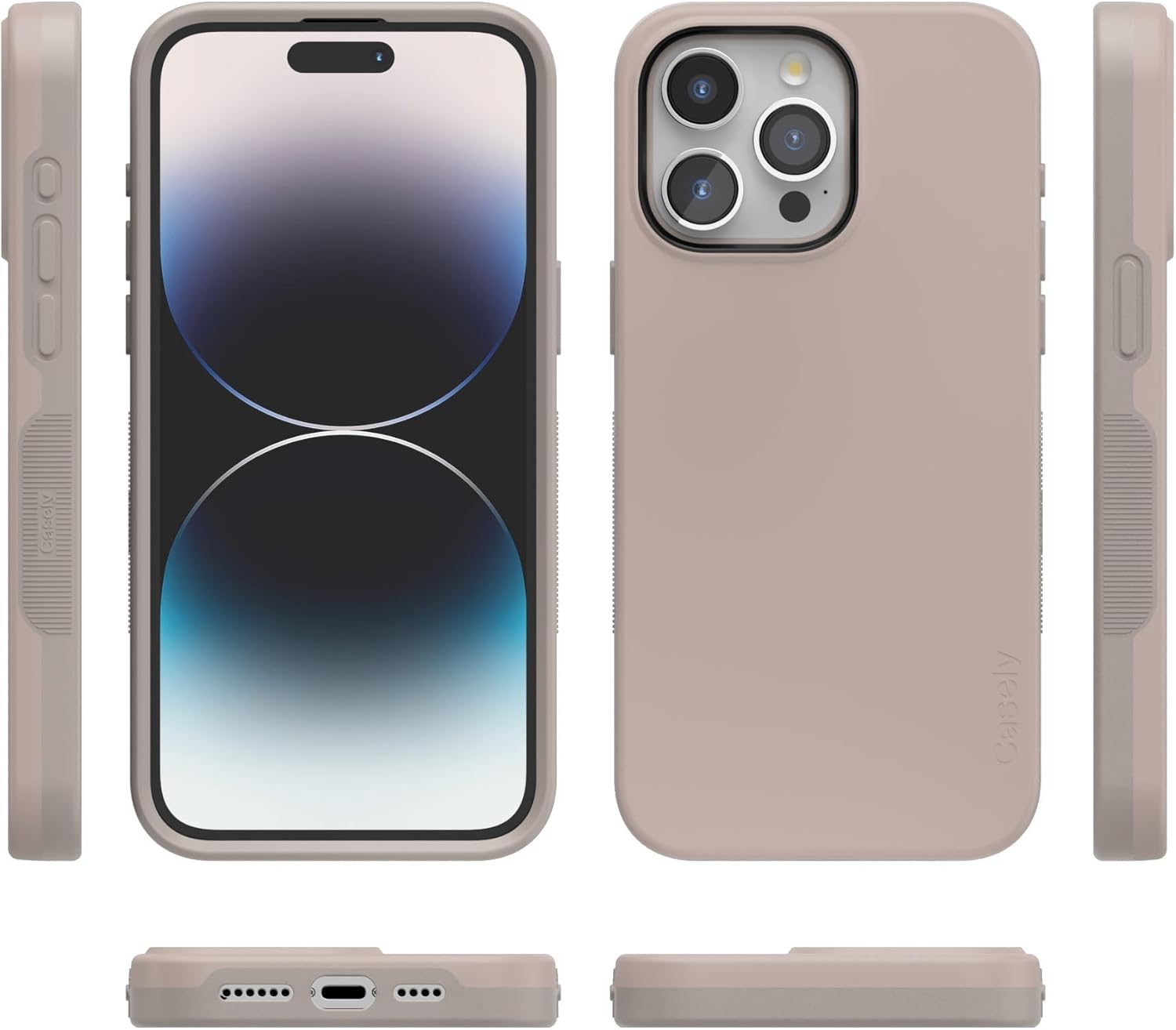 Casely iPhone 15 Pro Case | Taupe on Nude | Calm Beige | Bold Protective Design | Compatible with MagSafe