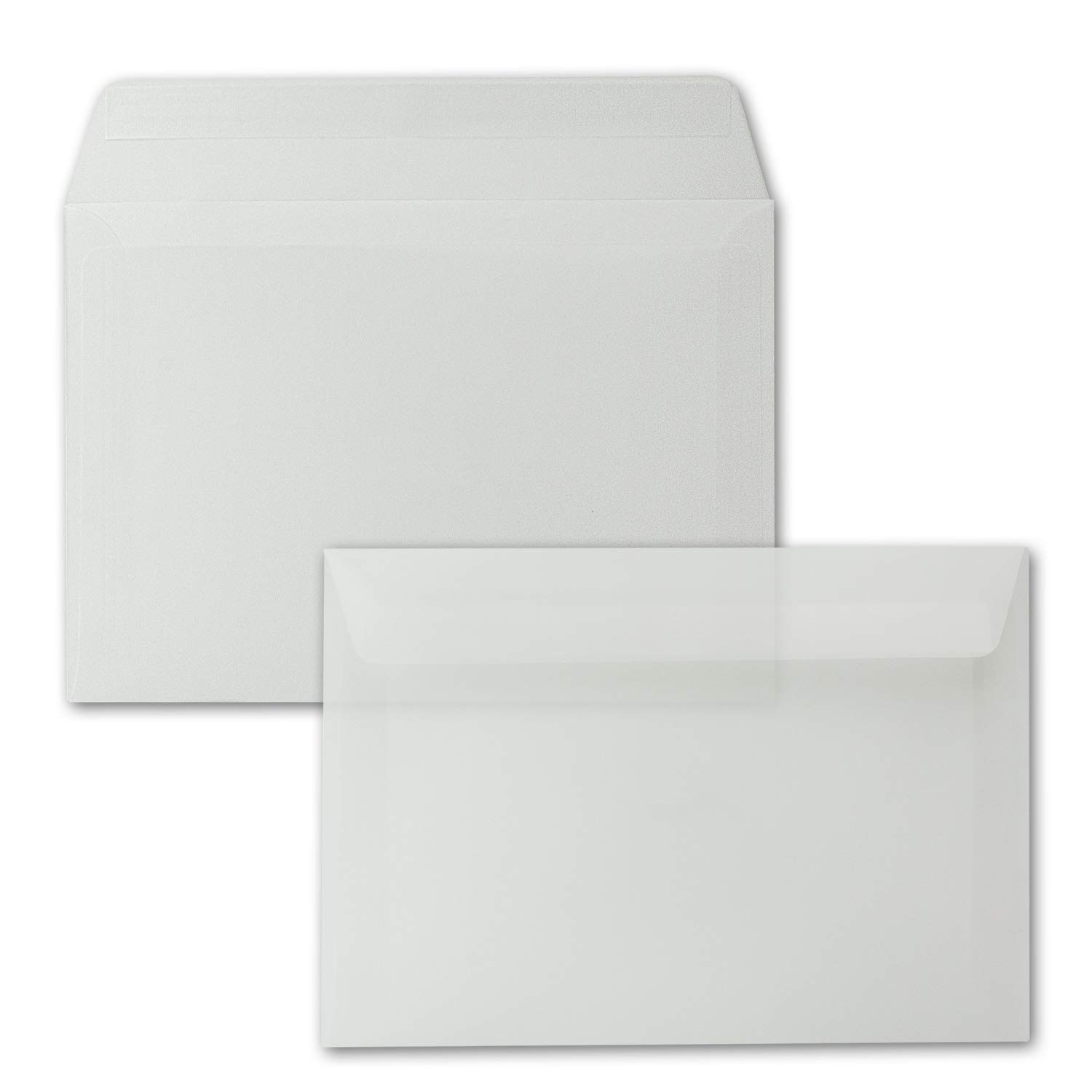 50 sobres DIN C5, color blanco transparente, 16,2 x 22,9 cm, cierre autoadhesivo, sobres transparentes para grandes invitaciones y tarjetas de cumpleaños o bodas