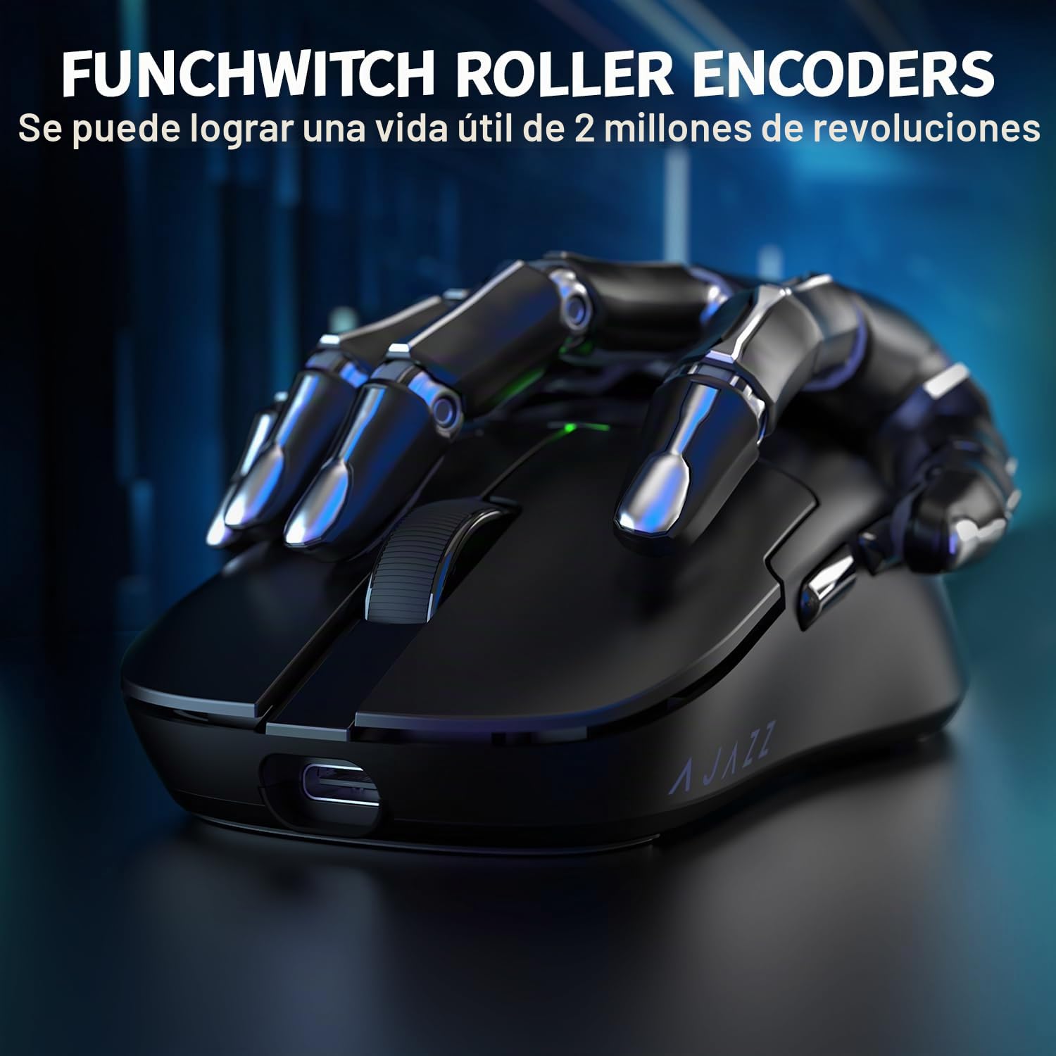 AJAZZ AJ159P Superlight Ratón de Juego Inalámbrico con Muelle de Carga Magnética, Ultra Luz 56G, Pixart Paw3395 Sensor, 26000 DPI, 2.4GHz/USB-C Cableado, 6 Botones Programables, para PC/Mac (Negro)