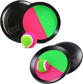 Noth Paddle Toss and Catch Ball Set, Toss and Catch Ball Game Outdoor Sport Game for Kids Backyard Games Beach Yard Games Suitable for Kids 4 Rackets,2Balls,2Bag - Deluxe Toss & Catch (Hook & Loop)