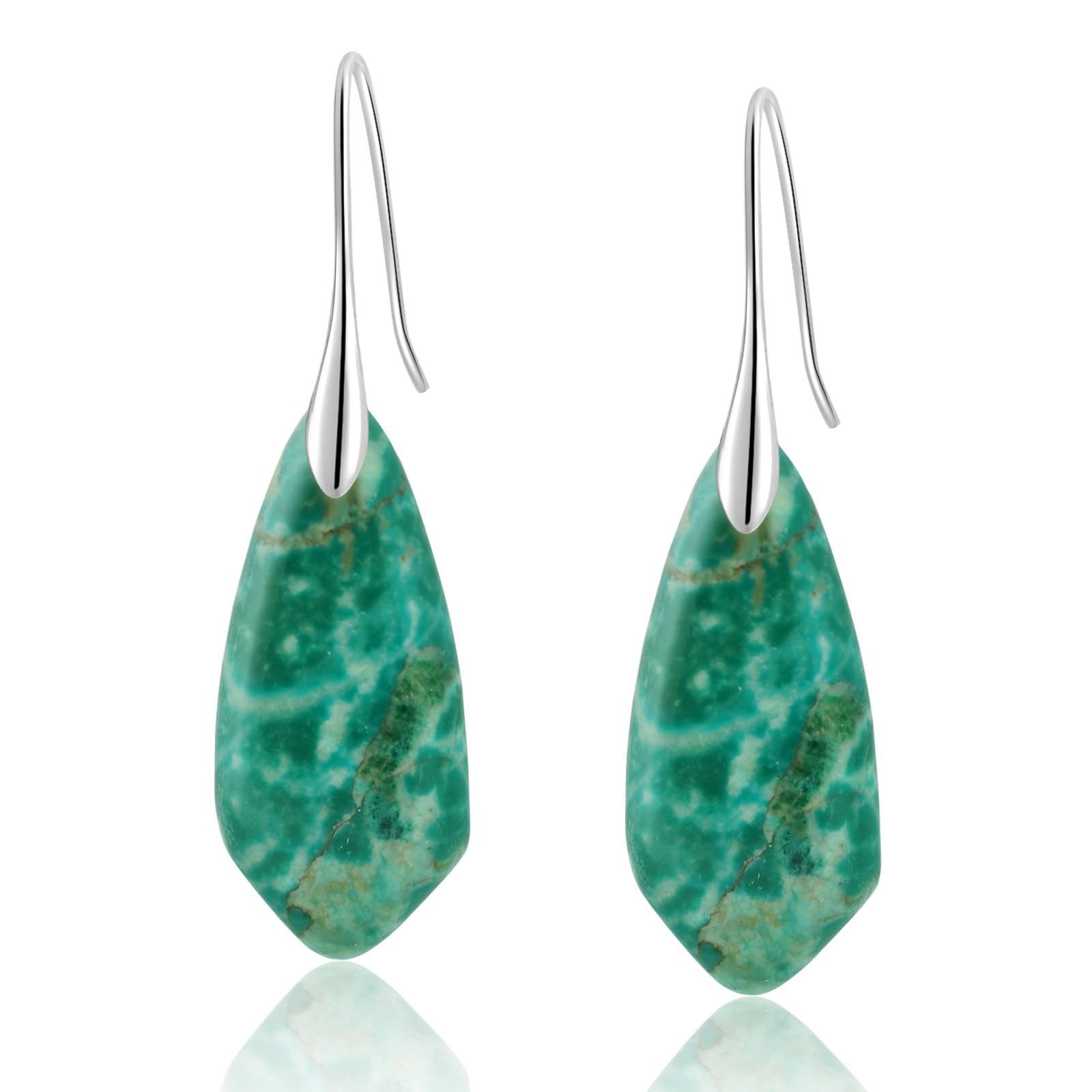 BOBOXZSZD Natural healing stone angular fish ring pendant earrings for women in green agate color