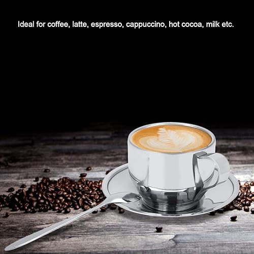 Miniatura 3 de Taza de café aislada, taza de café o té con tecnología de acero inoxidable de pared con elegante acabado espejo, ideal para capuchino, café con