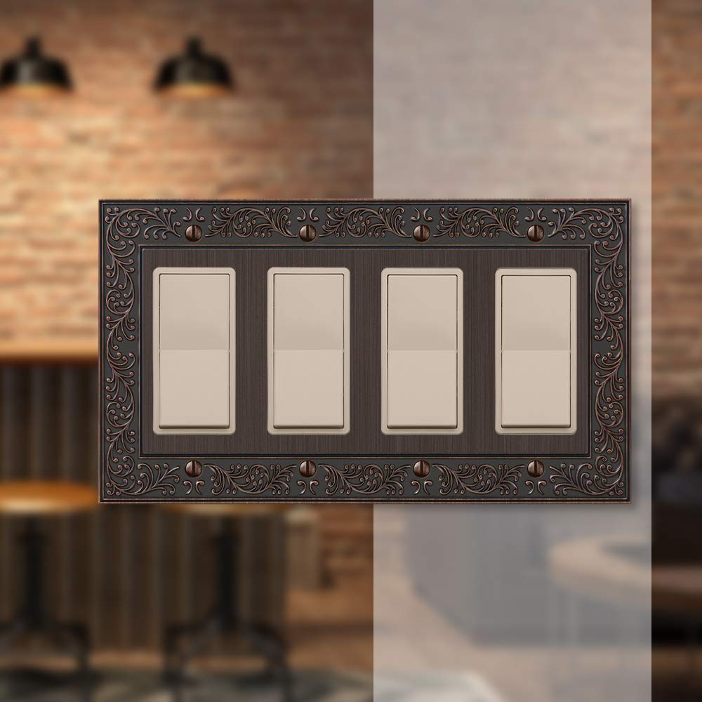 Amerelle 43R4VB English Garden Wallplate, 4 Rocker, Aged Bronze - Image 3