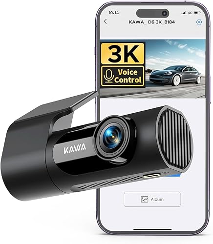 KAWA Dash Cam 2K, WiFi Dash Camera for Cars 1440P with Hand-Free Voice Control, Night Vision, Mini Hidden Dashcam Front, Emergency Lock, Loop