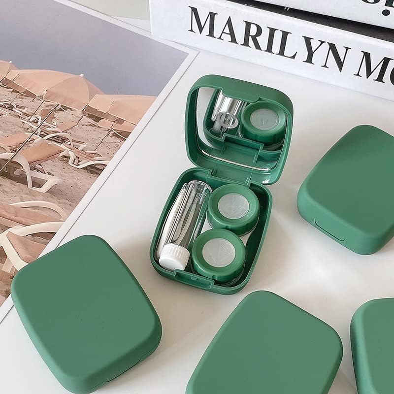 Miniatura 7 de Paquete de 2 Funda portátil para lentes de contacto rosa con espejo, funda de contacto de viaje rosa a prueba de fugas con herramienta de