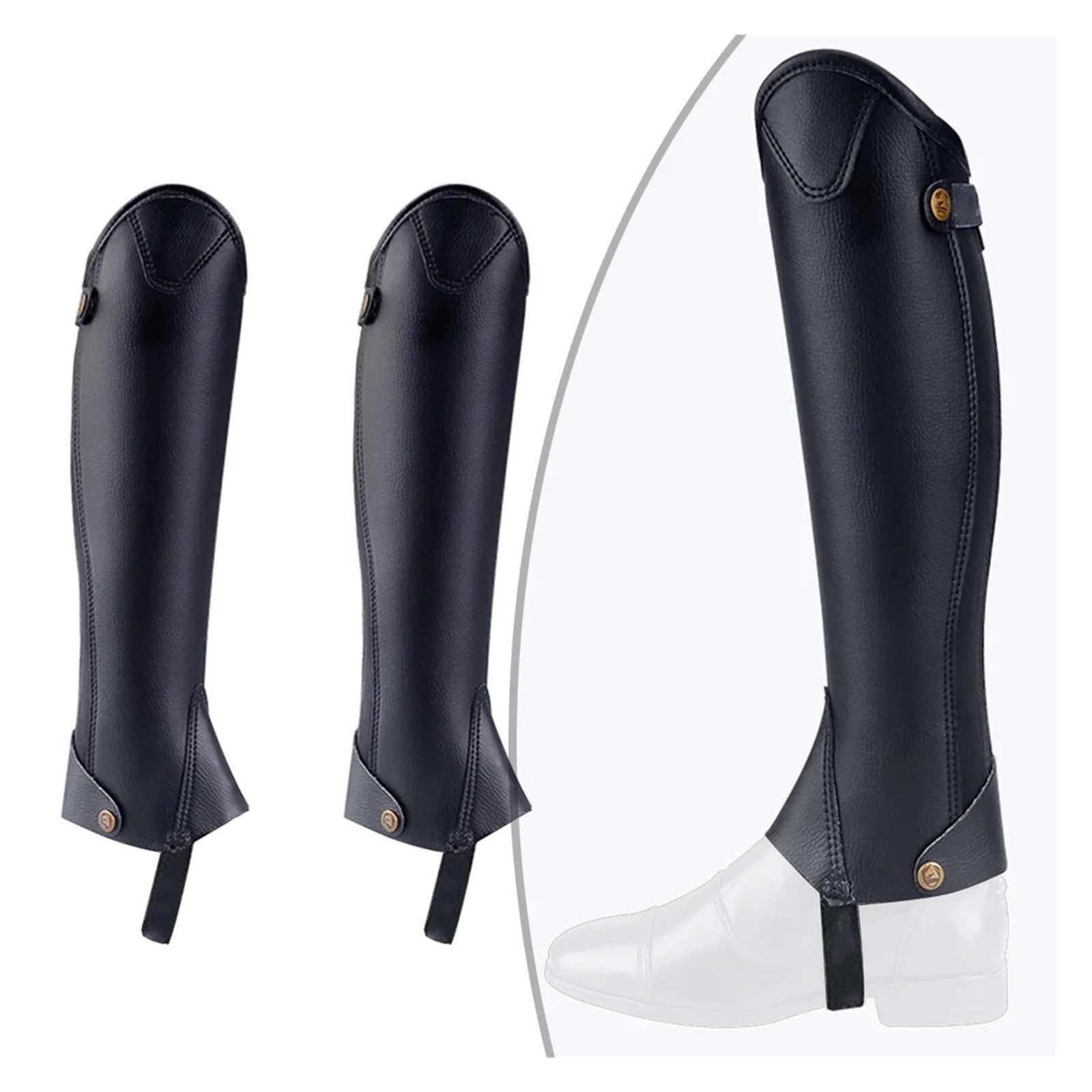 Reiten Half Chaps Reitsport-Reitschutz, Leder-Reitausrüstung, verstellbarer Fußriemen, komfortables Reiterlebnis