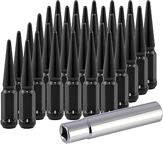 RSOXTECH M14x1.5 Spike Lug Nuts with Cone Seat, 32 pcs Black Wheel Lug Nuts Compatible with Chevy-Silverado-GMC-Sierra 1500 2500 3500,Compatible with Ford F-2-5-0 F-3-5-0 Aftermarket Wheels