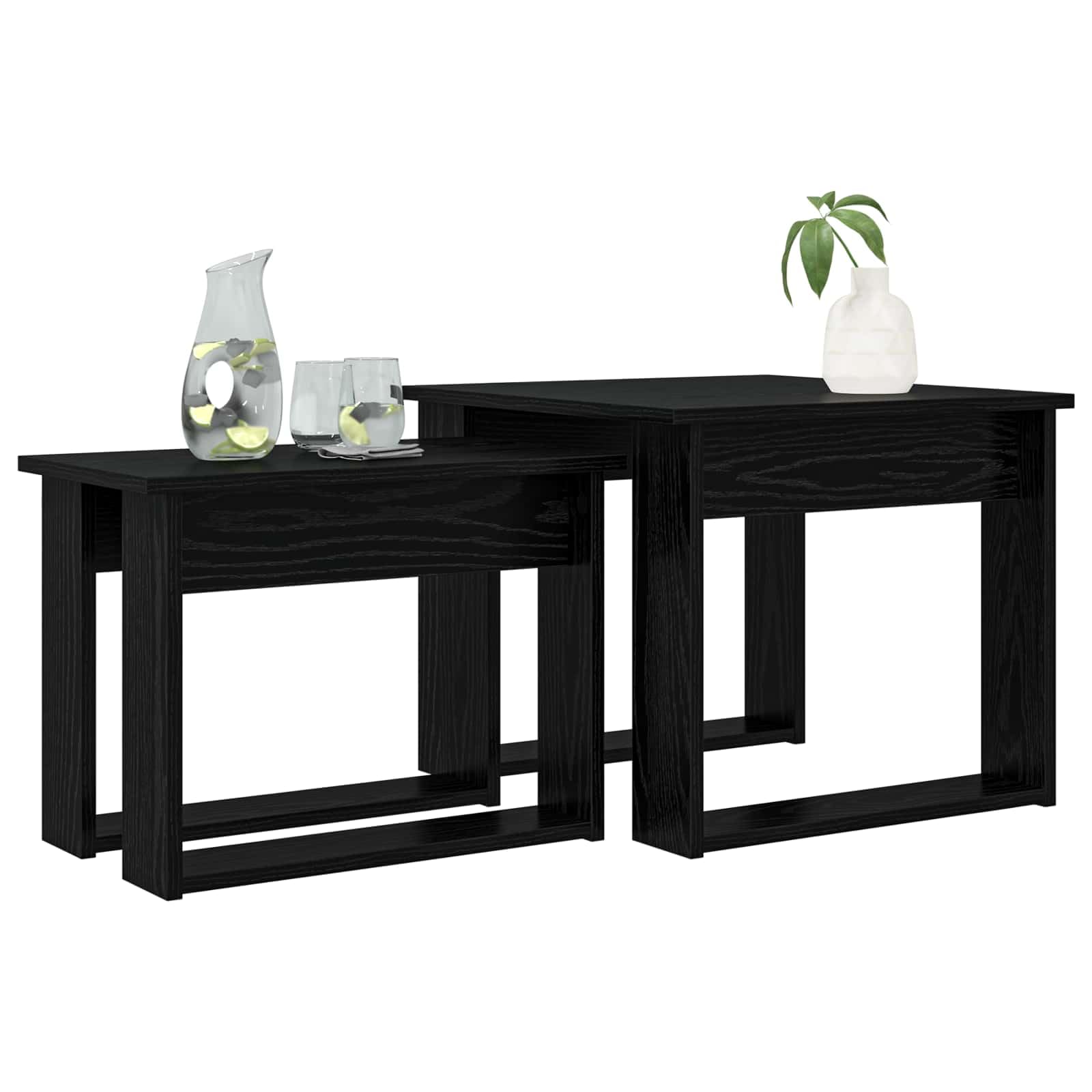 Set di 2 tavolini da caffè in legno effetto rovere | Tavolino salvaspazio per il soggiorno con design robusto e utilizzo flessibile come tavolino da caffè.