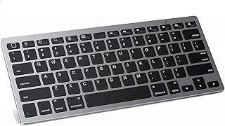 Wireless Keyboard - Small Bluetooth Keyboard with 2.4G USB Connectivity, Multi Device Quiet Portable Keyboard for iPad/iPad Mini/Tablet/PC/Laptop/Android/Apple Mac, Flat Compact Design