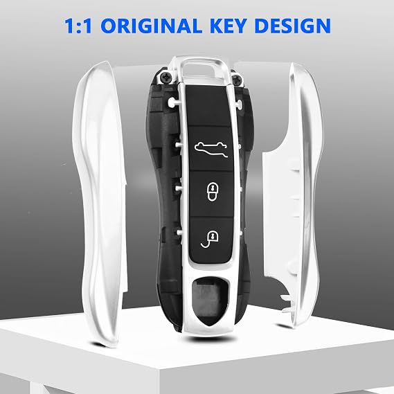 QBUC for Porsche Key Fob Cover, 3-Piece Painted Key Shell (White)